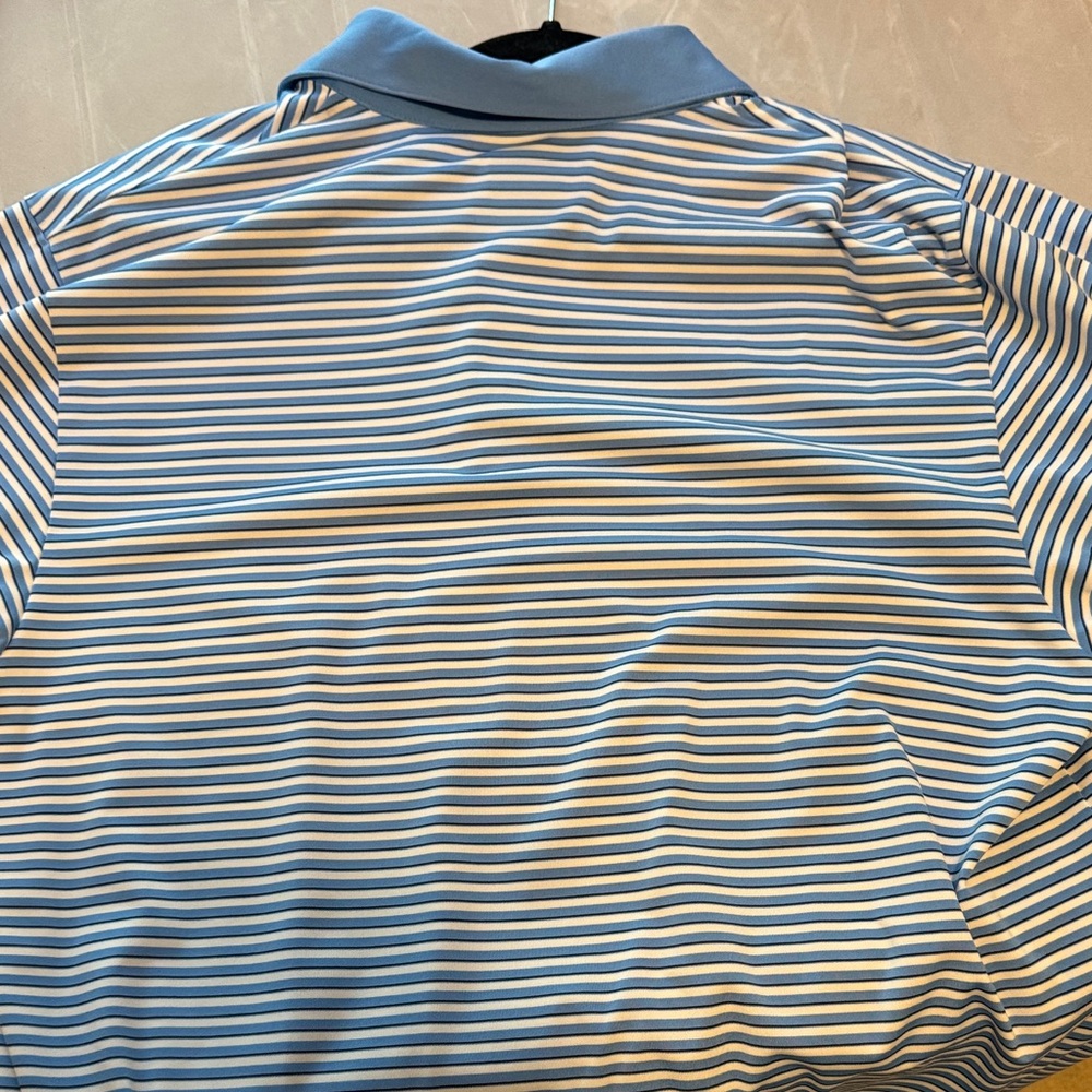 Callaway Light Blue and White Striped Polo Shirt - Picture 2 of 4